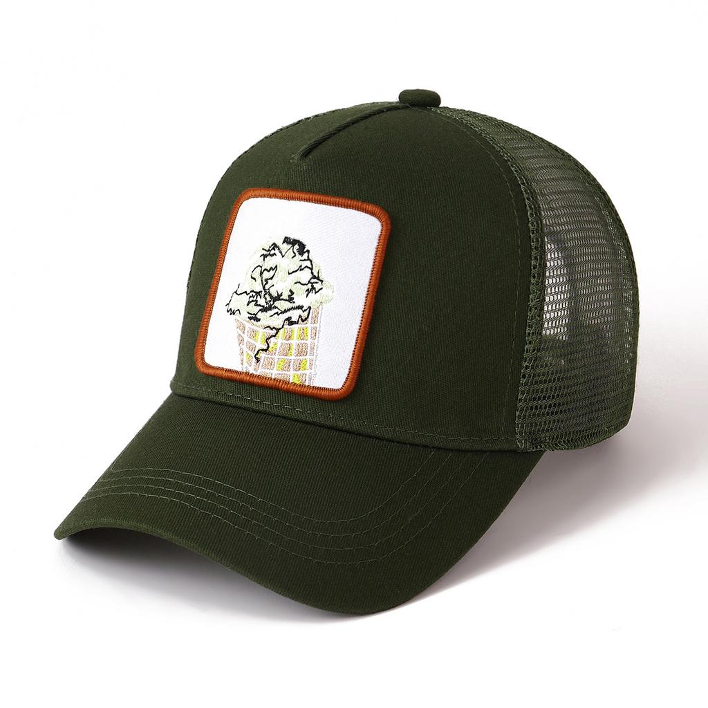 Spot ice cream baseball cap European and American embroidery mesh cap men and women cap sun protection truck cap baseball cap