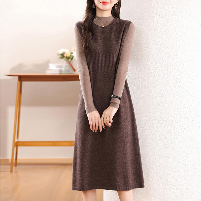 Женское кашемировое платье Qinghe кашемир 30% кашемир 70% шерсть осенне-зимняя кашемировая юбка мягкая и теплая