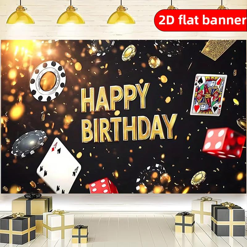 2D flat banner modern minimalist style birthday party banner designed with poker dice pattern party decoration background clot