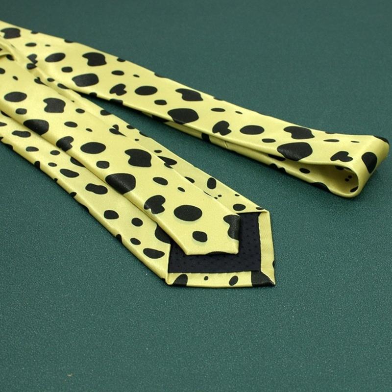 Japanese Anime Vintage Neck Tie Leopard Dots Printed Necktie with Glasses Cosplay Costume Props Accessories for Unisex