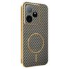 For Realme GT 7 5G Phone Case Carbon Fiber Textured Electroplated TPU Back Cover