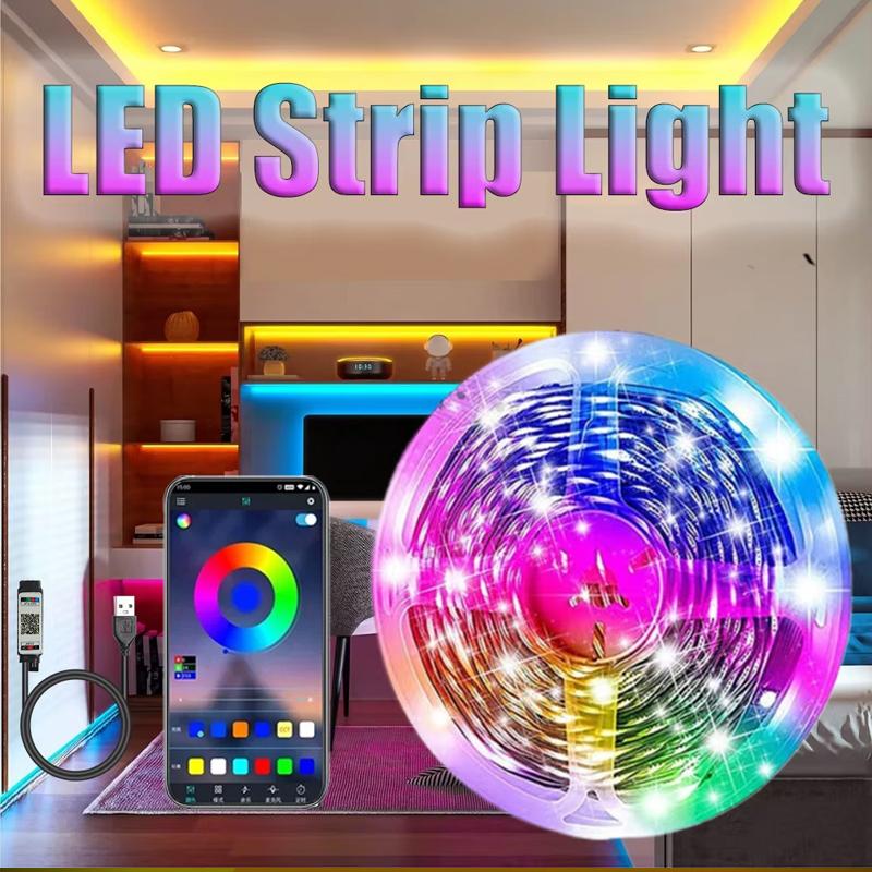 Светодиодные RGB ленты 1M–30M с управлением через Bluetooth-приложение, умные гибкие ленты 5050 SMD для украшения гостиной, спальни, вечеринки