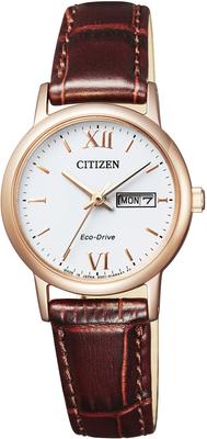 CITIZEN CITIZEN Женские часы из коровьей кожи, КОЛЛЕКЦИЯ, Eco-Drive с питанием от света, Кожаные, Белые, EW3252-07A