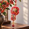 Festive Chandelier for Fireplace Chinese New Year Decoration, Red Fu Character Hanging Pendant with Embroidered Bells Spring Festival Bell Festival,