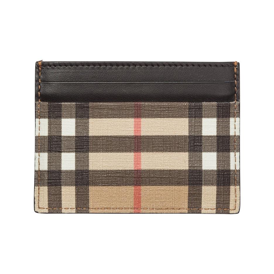 Burberry Кошелек и держатель для карт из хлопка и полиуретана с узором и прошивкой в винтажном стиле, унисекс, светло-коричневый/хаки
