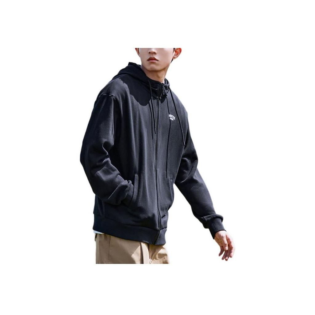 Anta Life Series Fw22 однотонная толстовка с капюшоном на молнии с логотипом, унисекс, черные 952238719-4