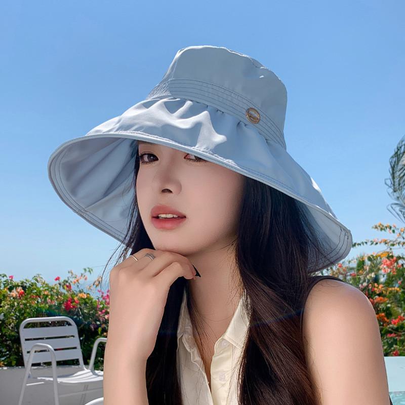 Summer Fashion Sun Hat For Women With Large Brim Breathable Polyester Sunshade Casual Outdoor Travel