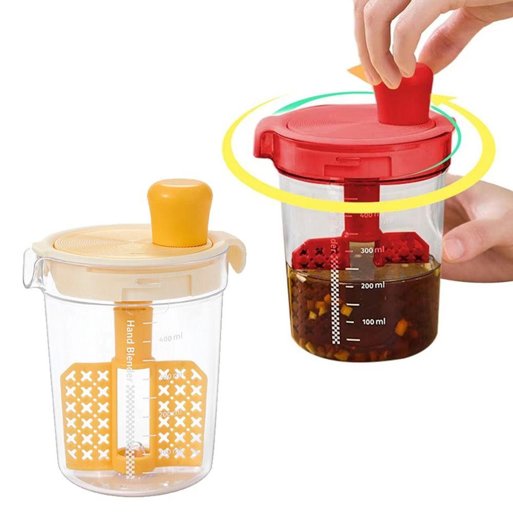 Portable Hand Seasoning Mixer Rotating Salad Dressing Shake Bottle Manual Stirring Bottle Garlic