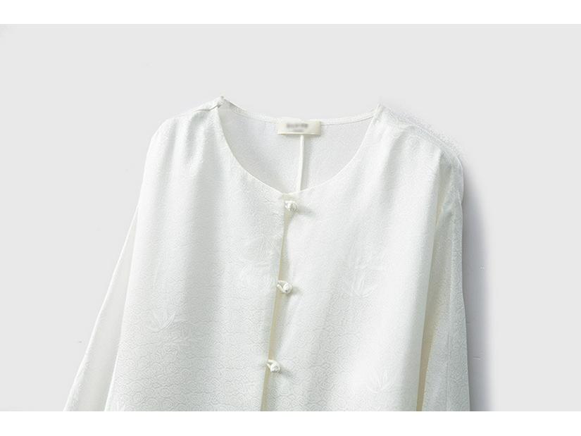 22 Муми Двухслойный шелковый креп «Бамбуковые тени на ветру» Кардиган-рубашка с длинными рукавами-дольман и кулиской