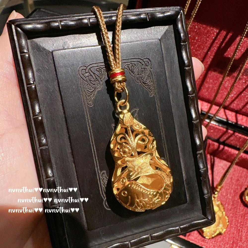 Ancient Gold Filigree Chiseled Pixiu Pendant Necklace, New Chinese Style, Rich Woman Hammer Lotus Leaf Gourd Fulu Rope Chain