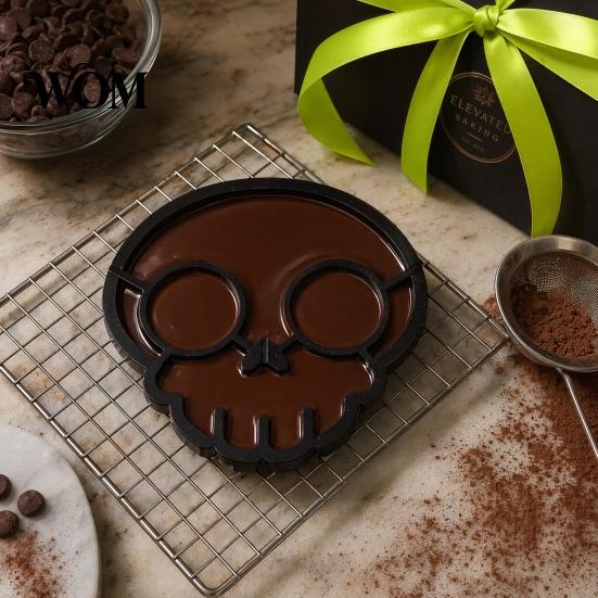 Non-stick Egg Ring Fried Mold, Halloween Theme Skull Shape, Silicone Non-Stick High Shaped Temp Resistant Ring, Breakfast Cooking Tool Kitchen Gadget