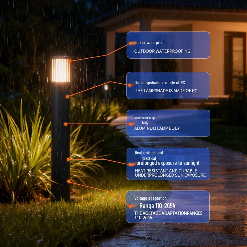 Водонепроницаемый садовый светильник из алюминия и стекла, европейский стандарт - Уличное минималистичное исполнение