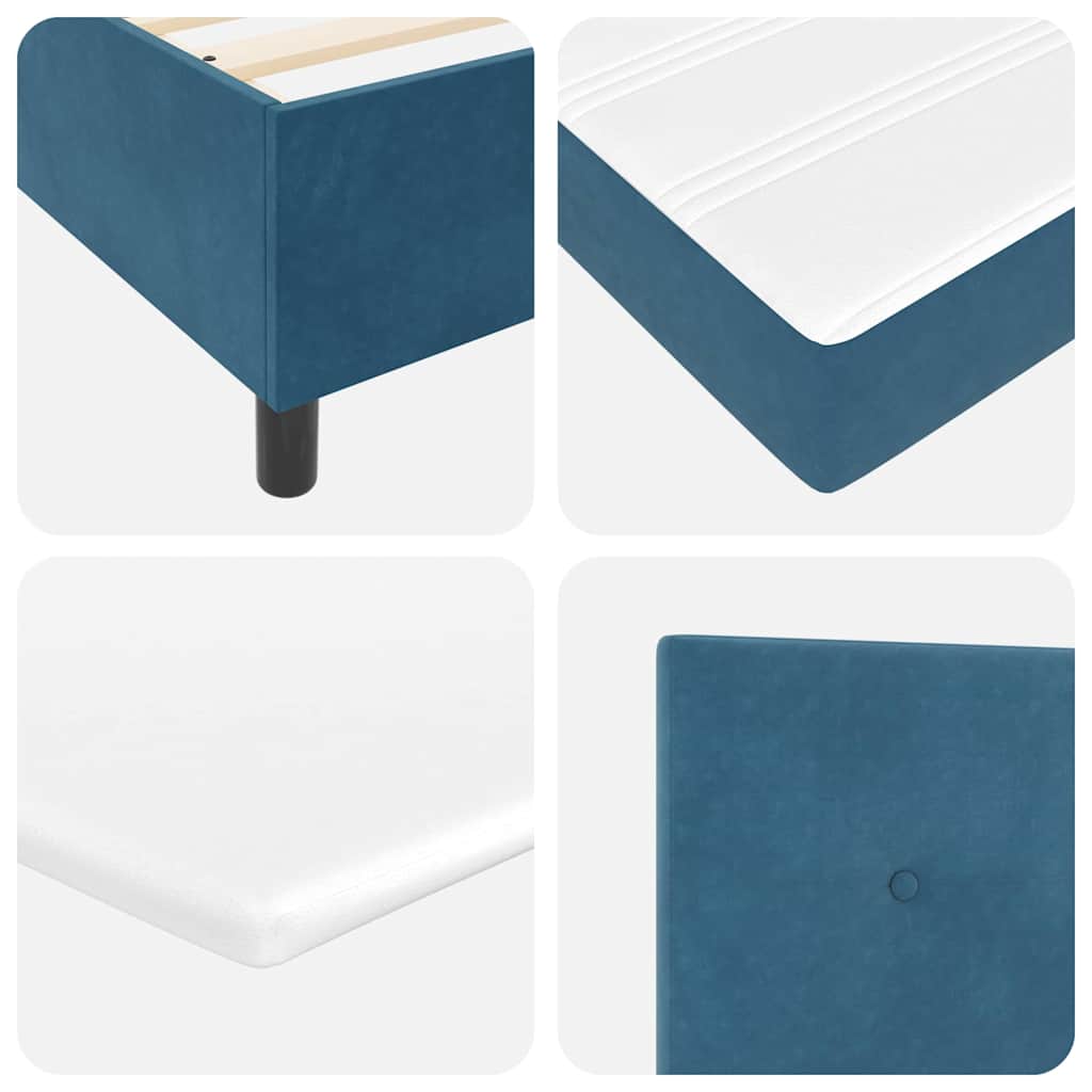 Box Spring Bed with Mattress Dark Blue 120 x 190 cm Velvet