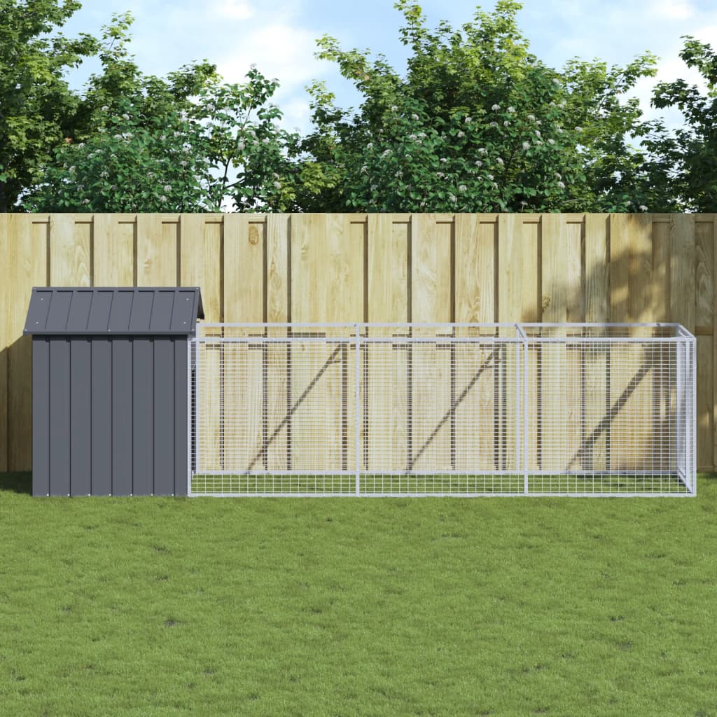 Dog House with Roof Anthracite Grey 117 x 405 x 123 cm Galvanized Steel