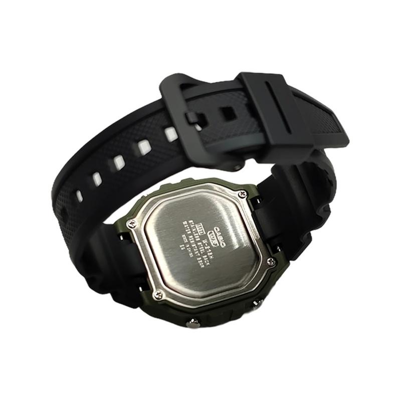 Casio Часы из Коллекции на Заказ Кварцевый Механизм Ремешок из Смолы Мужские Часы Зеленый Циферблат W-218H-3A(Watch5--)