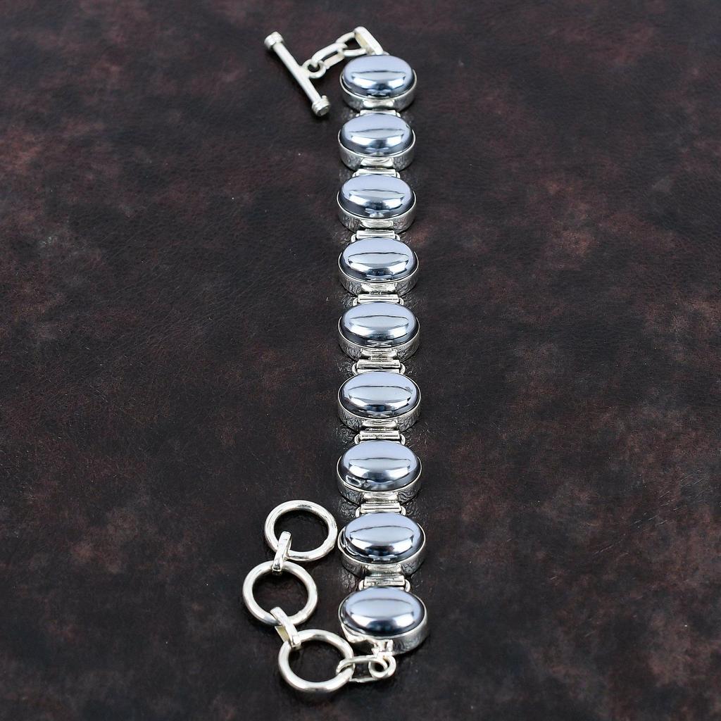 Браслет из драгоценного камня шунгит Браслет ручной работы Уникальные ювелирные изделия Браслет из стерлингового серебра 925 пробы Регулируемый браслет-цепочка Элегантный браслет для подарка