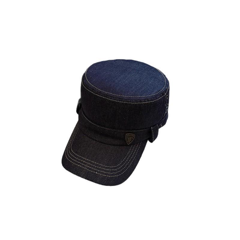 Fashion retro British style denim flat top cap unisex autumn tooling style fashion show face small equestrian hat tide
