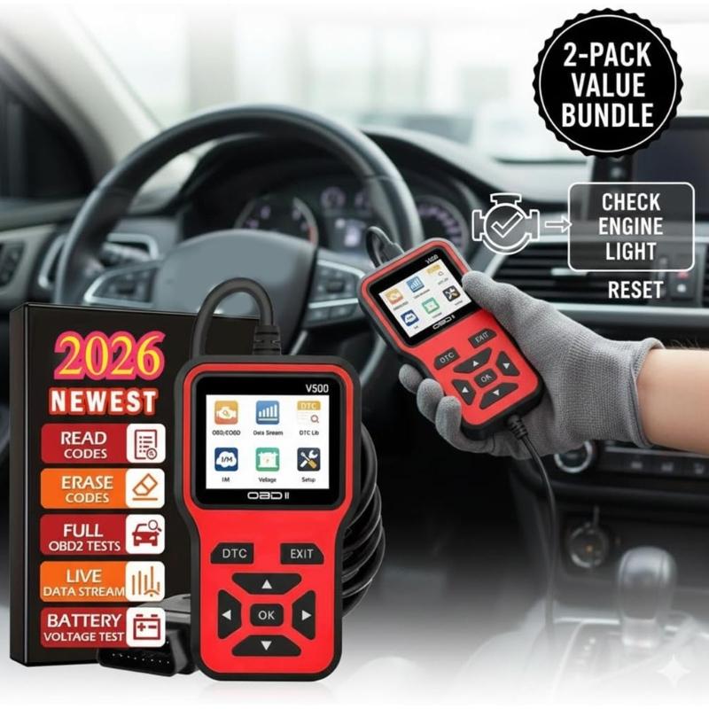 Эффективный OBD2 сканер V500, автомобильный диагностический инструмент с потоком данных в реальном времени и считывателем кодов неисправностей для 12-вольтовых автомобилей