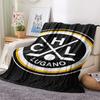 1PC Hockey Club Lugano Print Flannel Blanket, High quality Comfortable for All Seasons, Home Decor, Warmth and Comfort, Perfect for Christmas Gifts