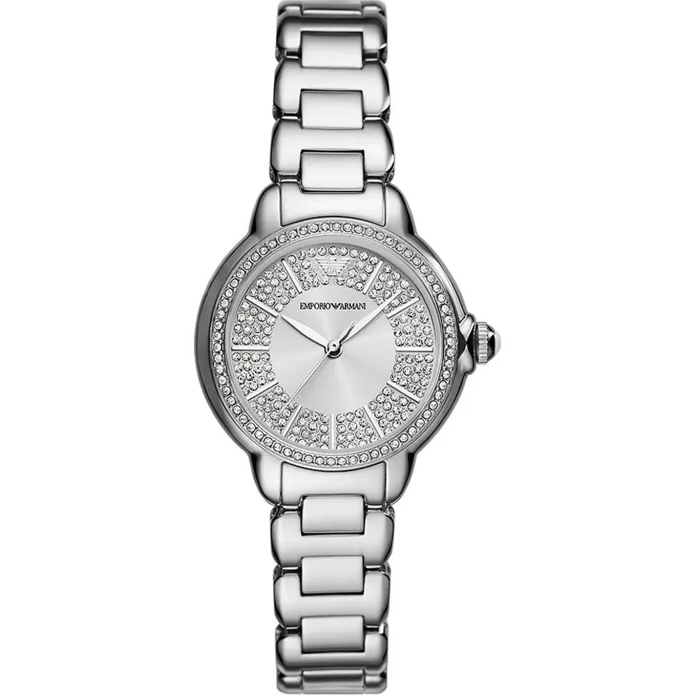 Emporio Armani Женские кварцевые часы Mia из нержавеющей стали, серебристые AR11632