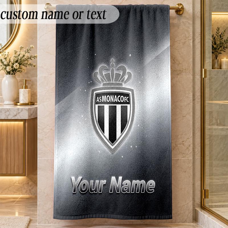 Beach TowelMonaco FC Custom Name Text Personalized Soft Towel for Beach Pool Indoor Home Decor Gift