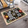 Decorative Carpet with "Live in the Moment" Text and Floral Design Suitable for use as an anti-slip for living room bedroom sofas
