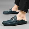 Brand Men Autumn Two-layer Leather Bean Shoes, Outdoor Breathable Spring Men Comfortable Soft Soled Slip On Casual Shoes