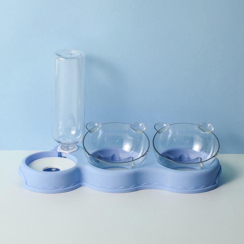 Миска для домашних животных, автоматическая кормушка 3-в-1, миска для еды для собак и кошек с фонтанчиком для воды, двойная миска для питья, приподнятая подставка, миски для посуды для кошек