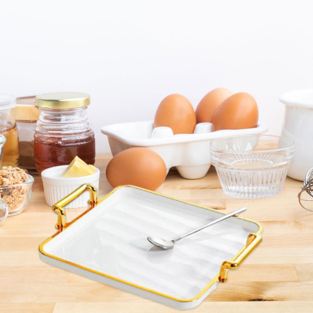 Serving Tray with Handles Rectangle Serving Platter Tea Fruit Storage Tray for Living Room Bathroom Kitchen Entertaining Decor