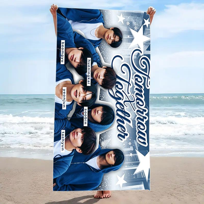 Txt Print Beach Towel, Large Soft Quick Dry Towel for Beach Camping Swimming