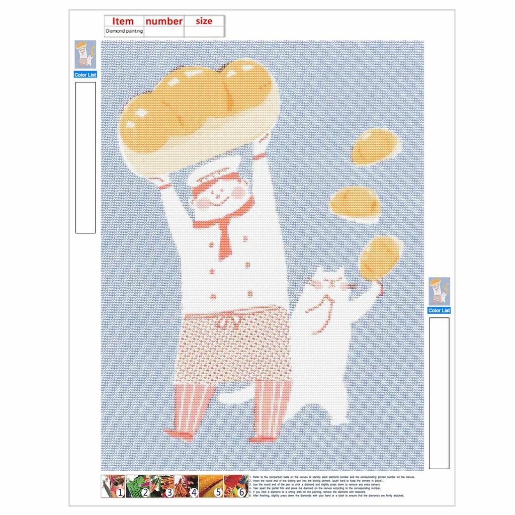 Наборы для алмазной мозаики для начинающих BreadCat Полная выкладка 5D Стразы Рукоделие Домашний декор Подарок на день рождения Настенное искусство Милое животное