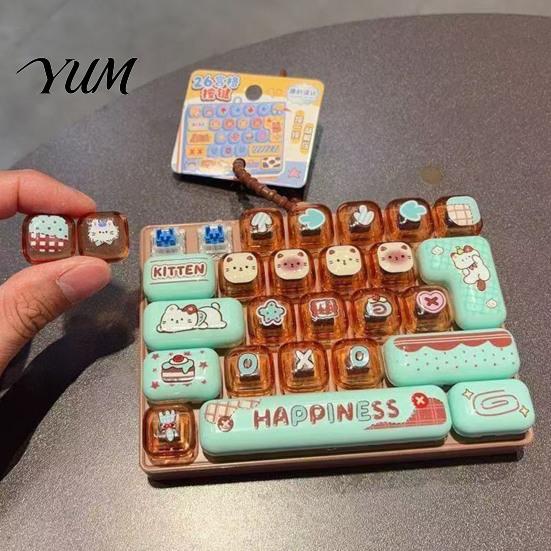 Mini Silicone Fidget Charm 26-Key Keyboard Toy, Cute Cartoon Clicky Clicker Toy with Party Favors for Kids Keychain, Backpack Pendant Stress