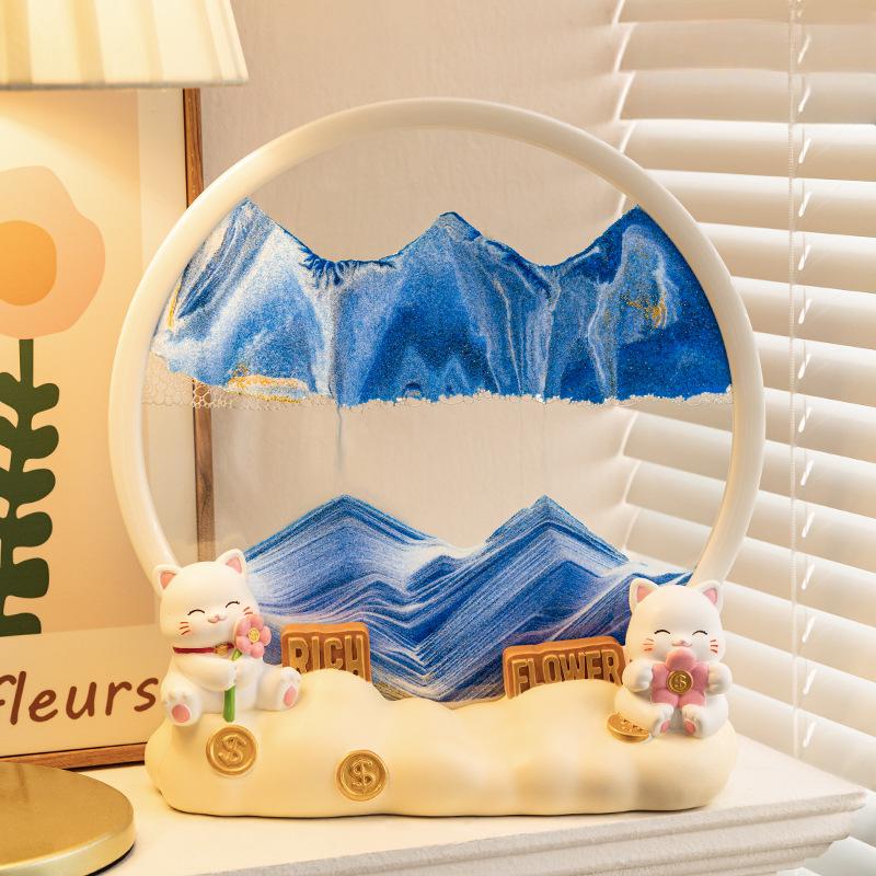 Uni-que Luxury Quicksand Painting Ornaments Anime Panda Living Nice Room Office Hourglass Decoration 3D 3piecedimensional Quicksand Painting
