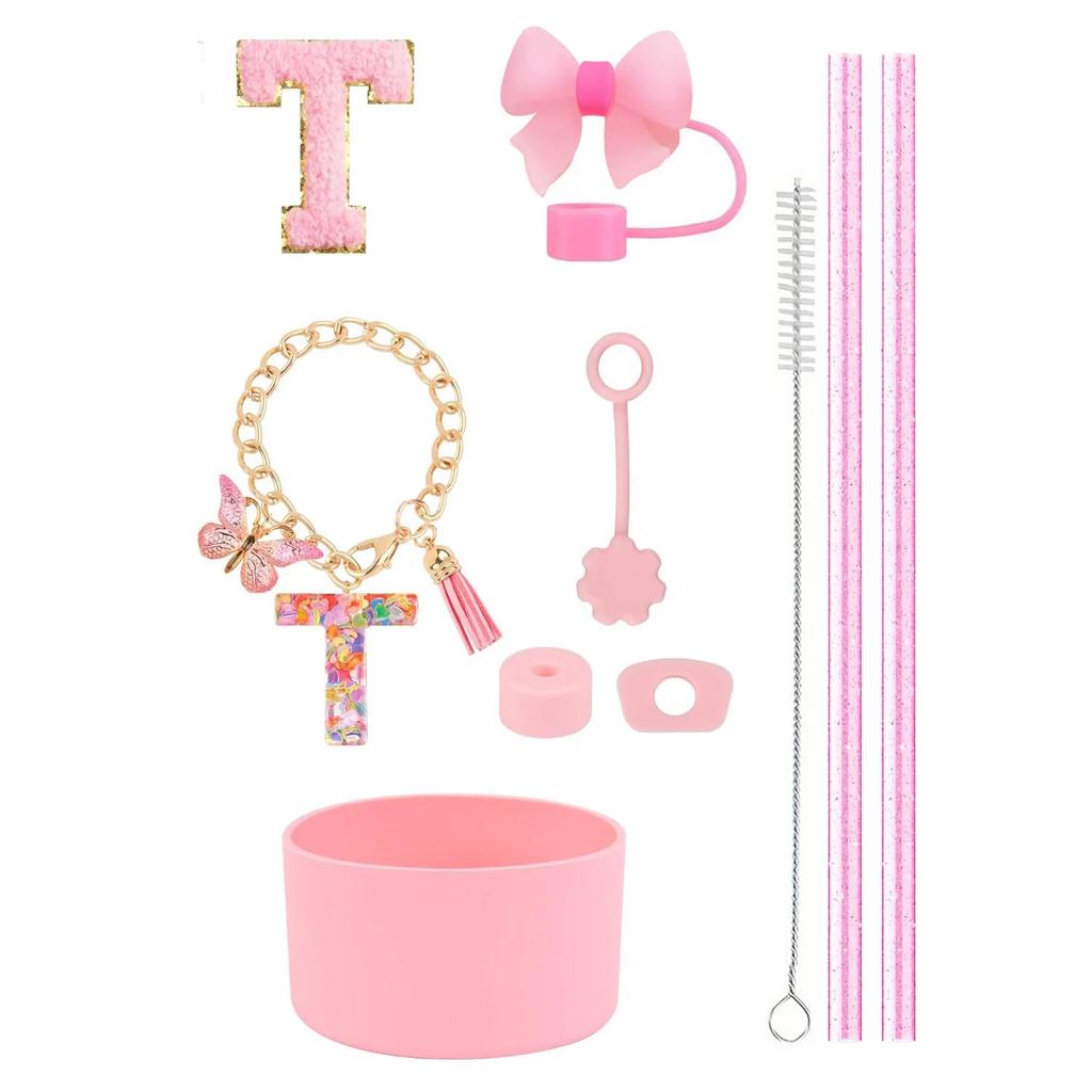 Набор из 10 аксессуаров для стакана Stanley 30 унций 40 унций: крышка для соломинки, крышка, чехол, стоппер от проливания, брелок с буквой, наклейка