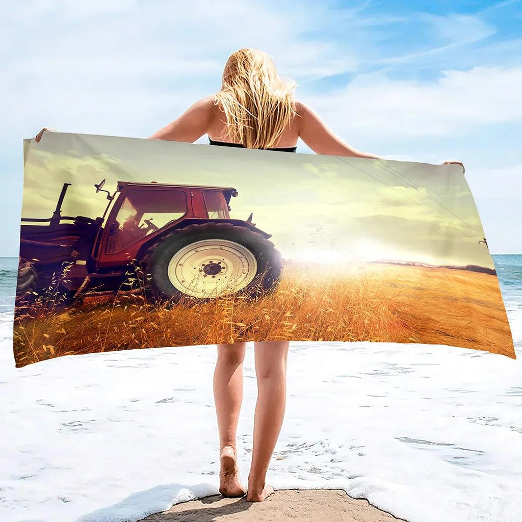 Microfiber Tractor Beach Towel, Sand Free Agricultural Vehicle Towels Oversized, Quick Dry Soft Bath for Sports