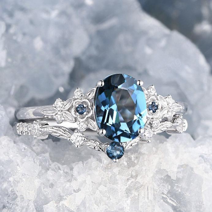 Высококлассный европейский и американский набор парных колец с синтетическим александритом