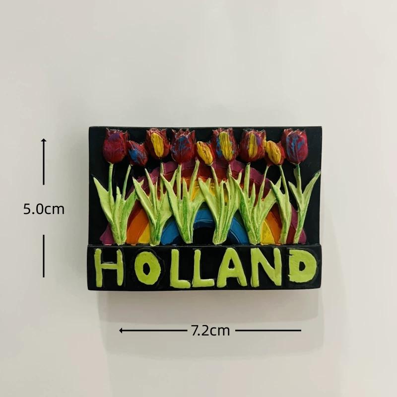 Netherlands Amsterdam Bicycle Windmill Tulip Resin Fridge Magnet Stickers Travel Souvenir Gift Landscape Home Kitchen Decor
