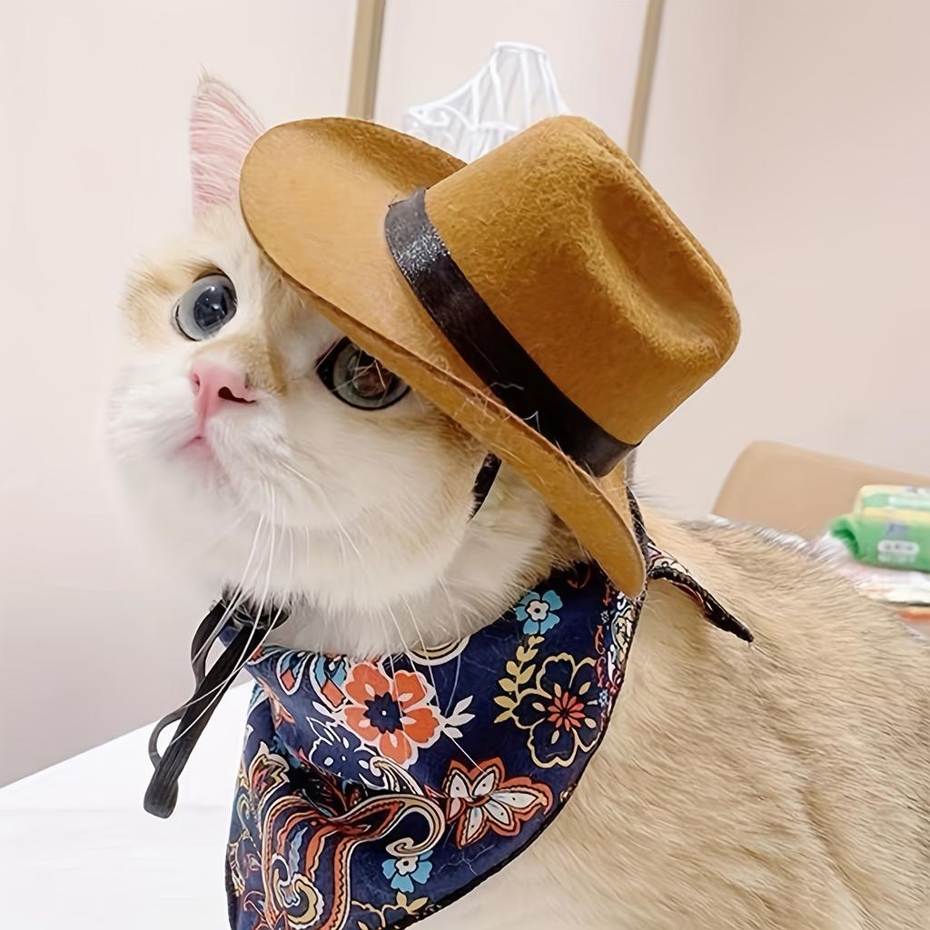 New Cat Hat Cowboy Pet Mini Puppy Hat Western Cowboy Style Small Cat and Dog Pet Party Festival Small Hat