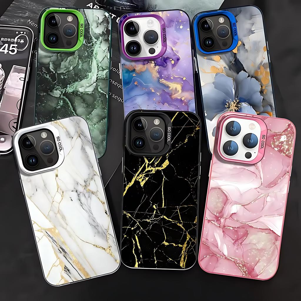 Цветной чехол для телефона с узором под мрамор для iPhone 17 16e 16 15 14 13 12 11 mini Pro Max X XR XSMAX 8 7 Air Plus Противоударный чехол