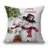 Christmas Decoration Snowman Bear Cute Xmas Art Cozy Sofa Throw Pillow Case Square Cotton Linen Car Chair Cushion Cover