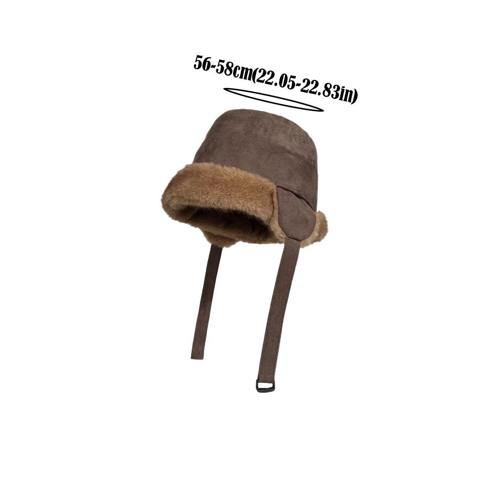 Fluffy Womens Bucket Hat Solid Color Ear Protection Caps Fashion Faux Mink Plush Hats Winter