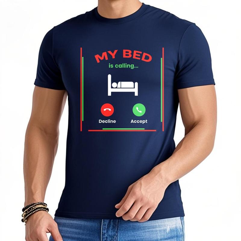 Casual tshirt Printed Women short sleeve tshirt Daily Wear My Bed Is Calling Decline Accept Comfort Boys tees summer Unisex tees