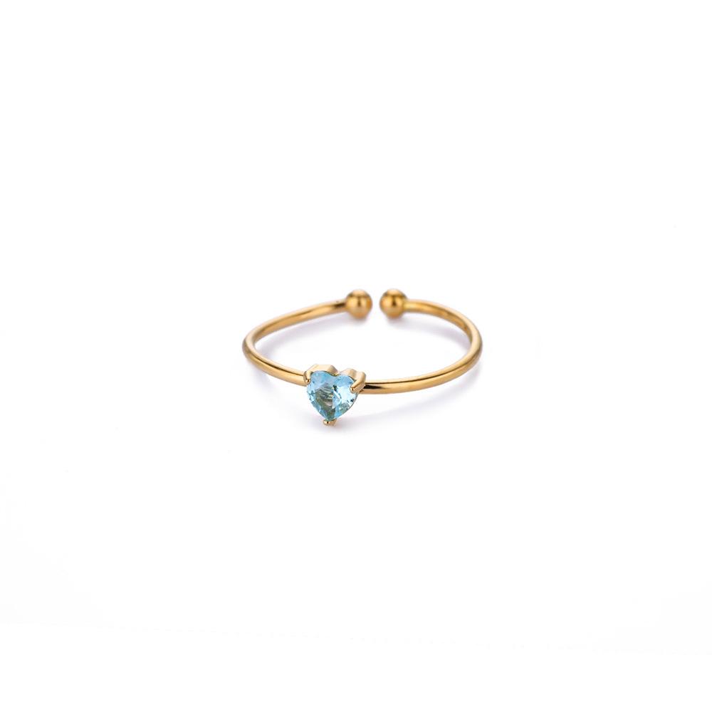 Позолоченное 18K кольцо-сердце с 12-цветными цирконами-камнями рождения для женщин