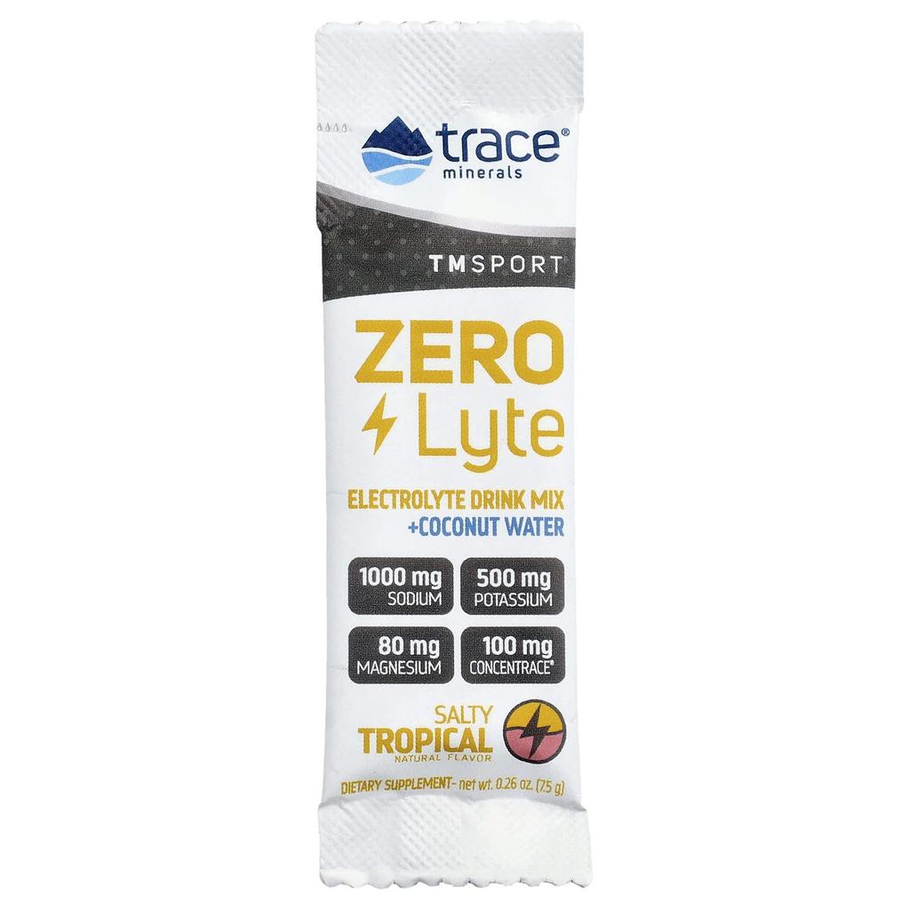 Tm Sport, Zerolyte Electrolyte Drink Mix + Coconut Water, Salty Tropical, 30 Packets, 7.5G (0.26Oz) Each