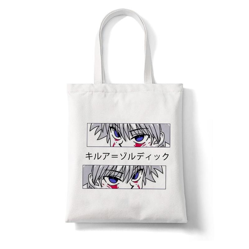 Anime Shopper Bag Hunter X Hunter Killua Zoldyck Shopping Bag Canvas Bag Tote Large Capacity Collapsible Handbags Shoulder Bag