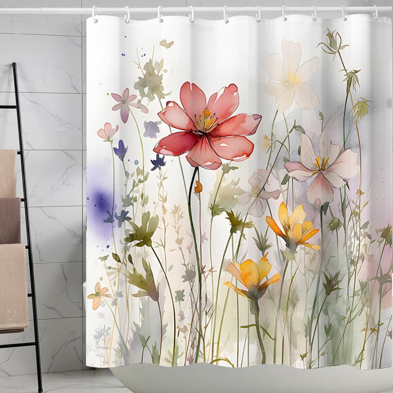 Flower Leaf Bathroom Thickened Waterproof And MildewProof Shower Curtain Design
