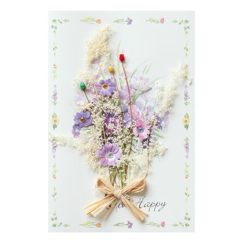 Exquisite Handmade Thank You & Birthday Card with Dried Flowers for Teachers