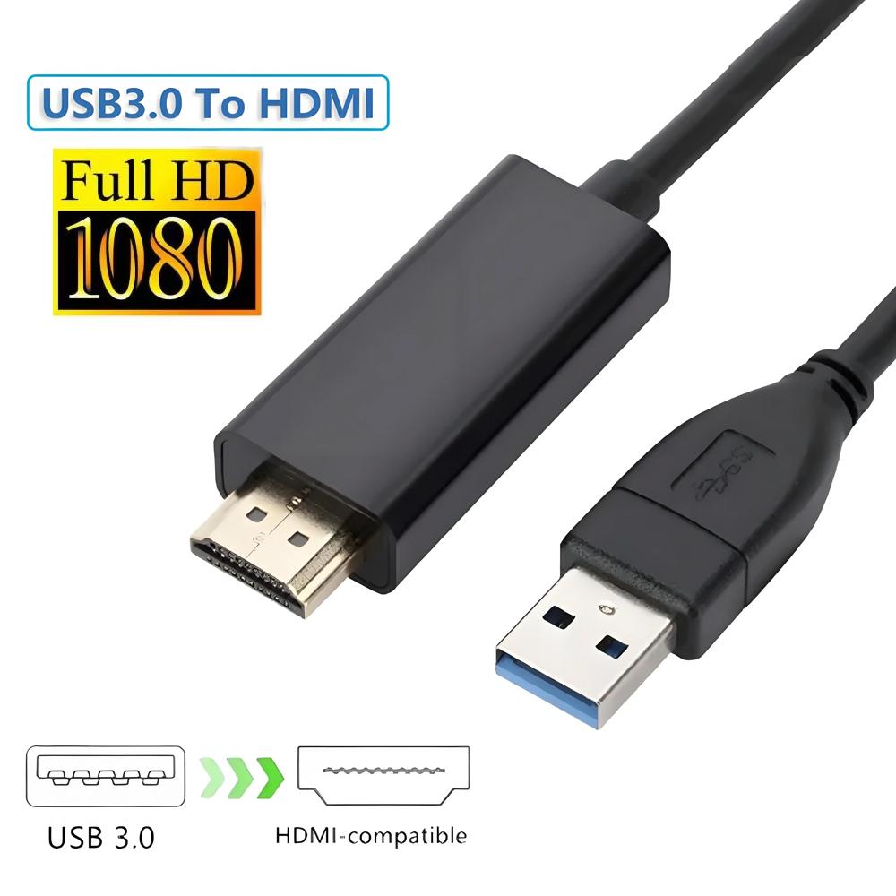 1.8M USB3.0 To HDMI-compatible Cable USB 3.0 HD TV Converter Adapter 1080P Projector Video Monitor Cable for Laptop PC Projector
