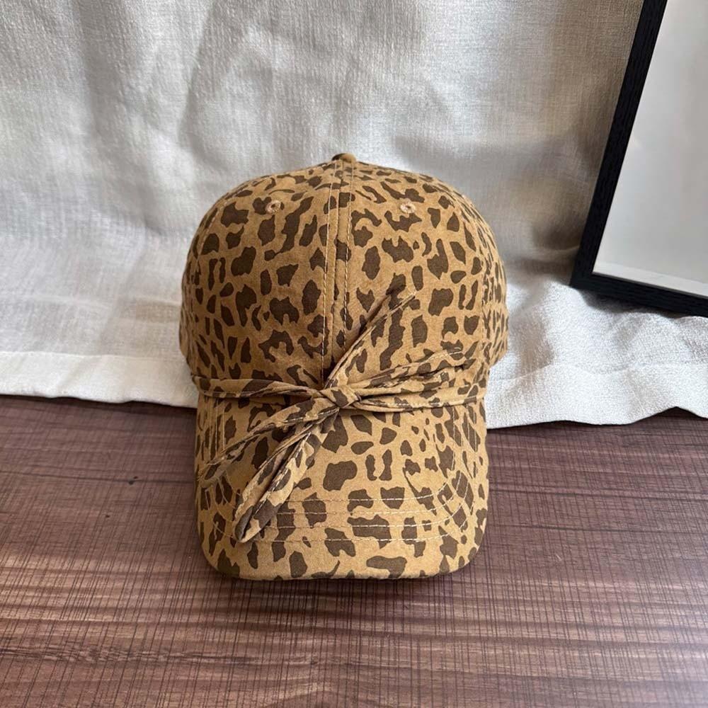 Sunscreen Leopard Print Bow Baseball Cap Sunshade American Style Casquette Cool Girls