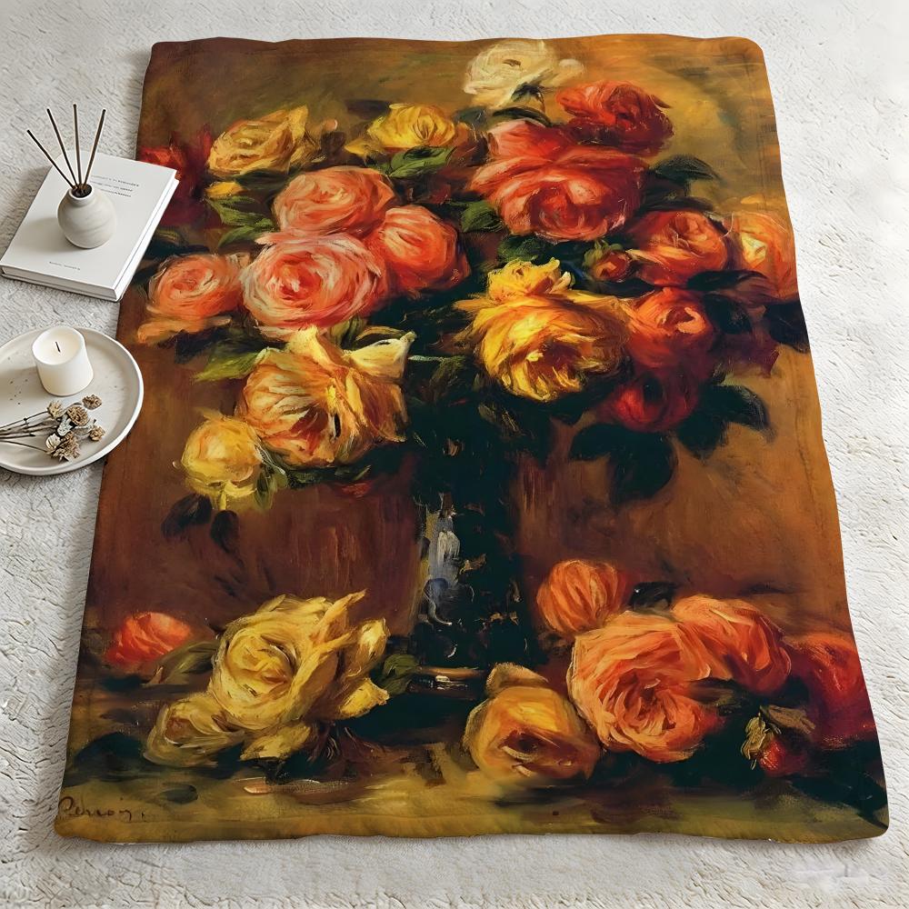 artist PPierre Auguste Renoirr Throw Warm Soft Flannel Blanket Multiuse for Sofa Bed Camping Travel Nap